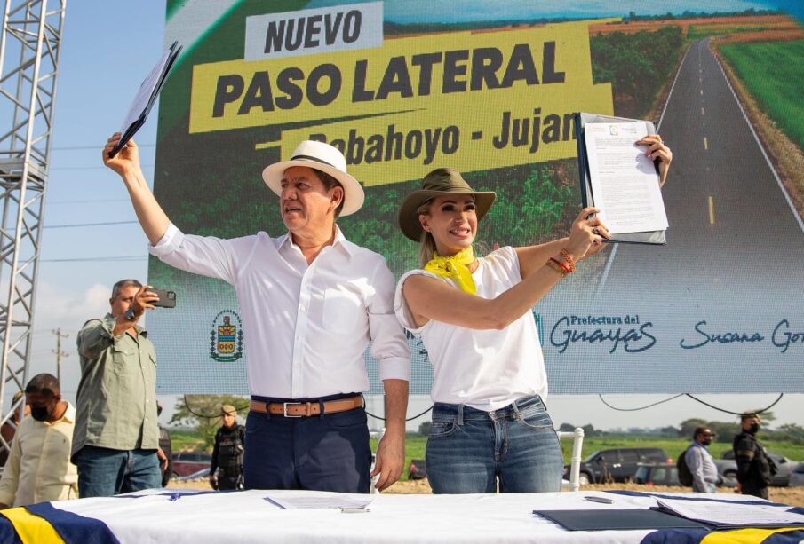 Susana González y Johnny Terán firmaron la construcción del Paso Lateral Jujan-Babahoyo - Noticias de Ecuador